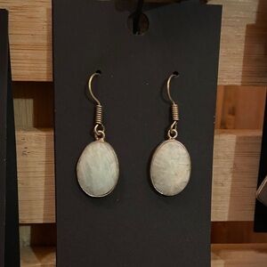 Sterling Silver White Stone Dangle Earrings